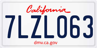 CA license plate 7LZL063
