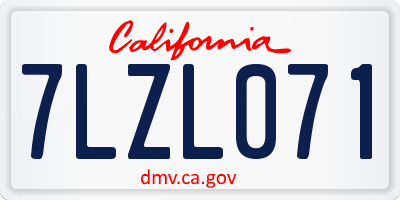 CA license plate 7LZL071