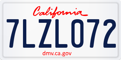 CA license plate 7LZL072