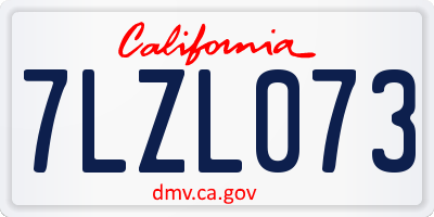 CA license plate 7LZL073