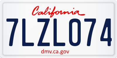 CA license plate 7LZL074