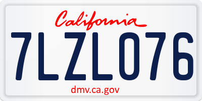 CA license plate 7LZL076