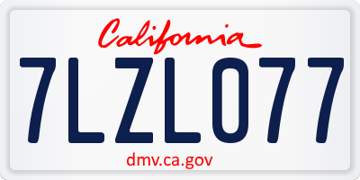 CA license plate 7LZL077