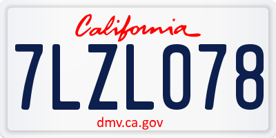 CA license plate 7LZL078