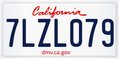 CA license plate 7LZL079