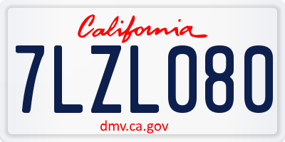 CA license plate 7LZL080