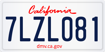 CA license plate 7LZL081