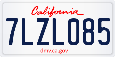 CA license plate 7LZL085