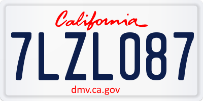 CA license plate 7LZL087
