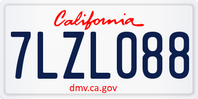 CA license plate 7LZL088