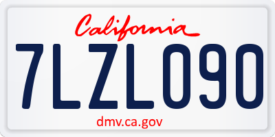 CA license plate 7LZL090