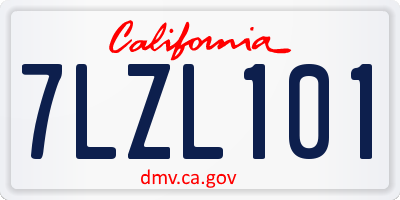 CA license plate 7LZL101