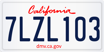 CA license plate 7LZL103