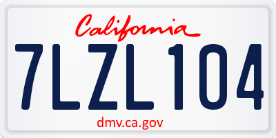CA license plate 7LZL104