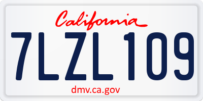CA license plate 7LZL109