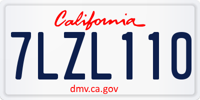 CA license plate 7LZL110