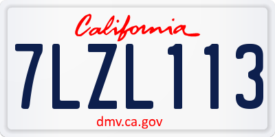CA license plate 7LZL113