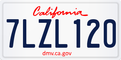 CA license plate 7LZL120
