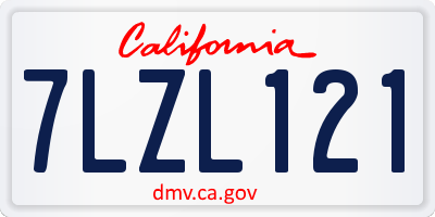 CA license plate 7LZL121