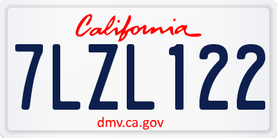 CA license plate 7LZL122