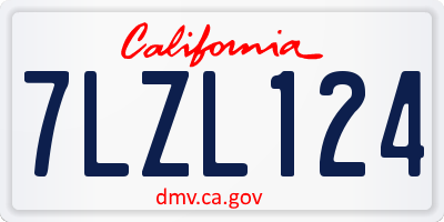 CA license plate 7LZL124
