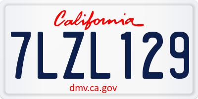 CA license plate 7LZL129