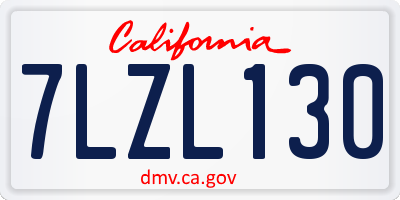 CA license plate 7LZL130