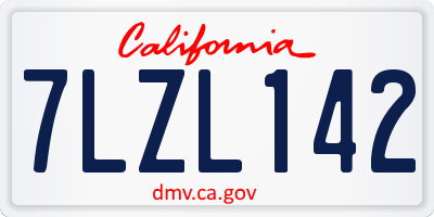 CA license plate 7LZL142