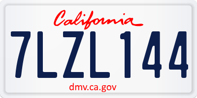 CA license plate 7LZL144