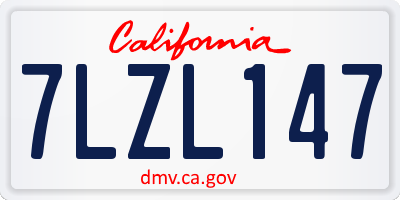 CA license plate 7LZL147