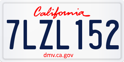 CA license plate 7LZL152