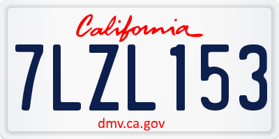CA license plate 7LZL153