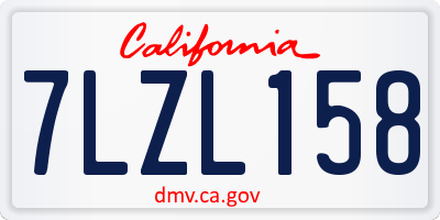 CA license plate 7LZL158
