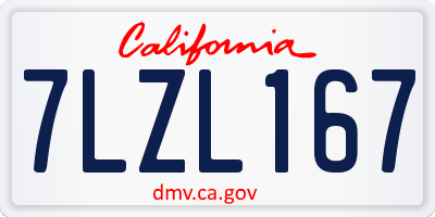 CA license plate 7LZL167