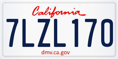 CA license plate 7LZL170
