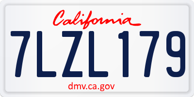 CA license plate 7LZL179