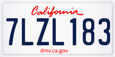 CA license plate 7LZL183