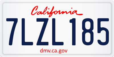 CA license plate 7LZL185