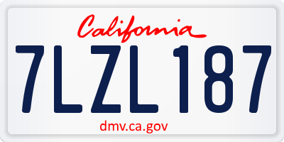 CA license plate 7LZL187
