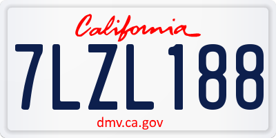 CA license plate 7LZL188