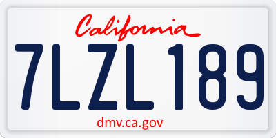 CA license plate 7LZL189