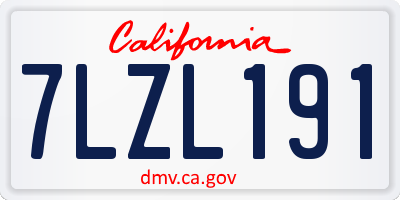 CA license plate 7LZL191