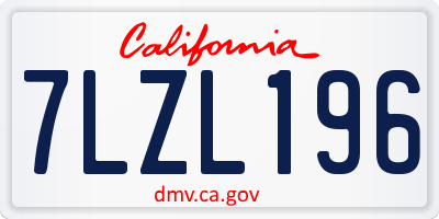 CA license plate 7LZL196