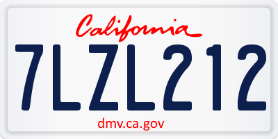 CA license plate 7LZL212