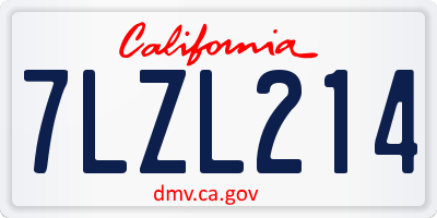 CA license plate 7LZL214
