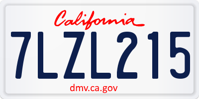 CA license plate 7LZL215