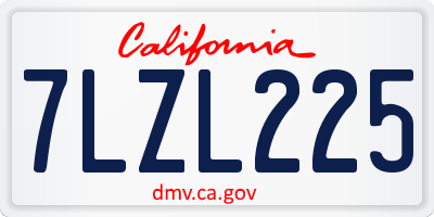 CA license plate 7LZL225