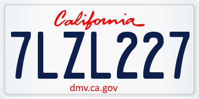 CA license plate 7LZL227