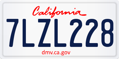 CA license plate 7LZL228