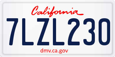 CA license plate 7LZL230